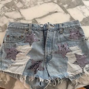 Furst of a Kind denim jean shorts distressed